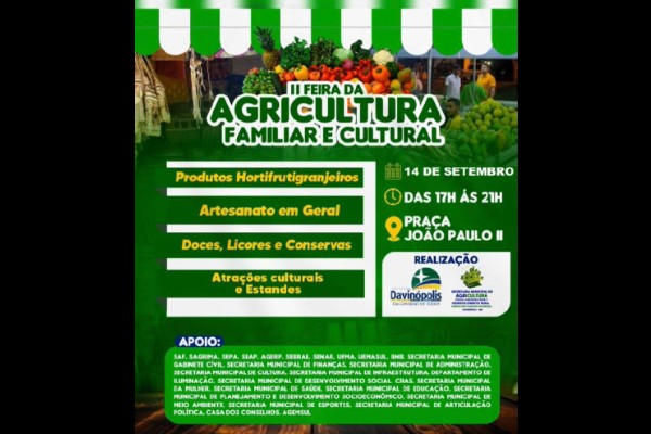 Davinópolis prepara 2ª Feira da Agricultura Familiar e Cultural