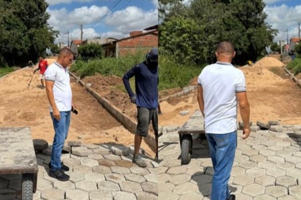 Prefeito Raimundo Coquinho vistoria obras de pavimentação de ruas em Davinópolis