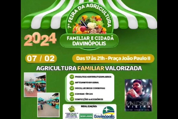 Davinópolis realiza amanhã 7ª Feira da Agricultura Familiar e Cidadã