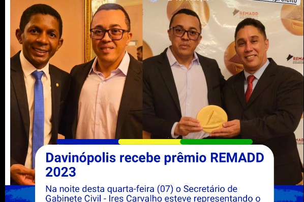 Davinópolis recebe prêmio REMADD 2023,   Condecoração veio através da criação do Conselho Munic...