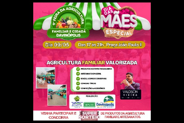 Davinópolis realizará edição especial da Feira da Agricultura Familiar e Cidadã
